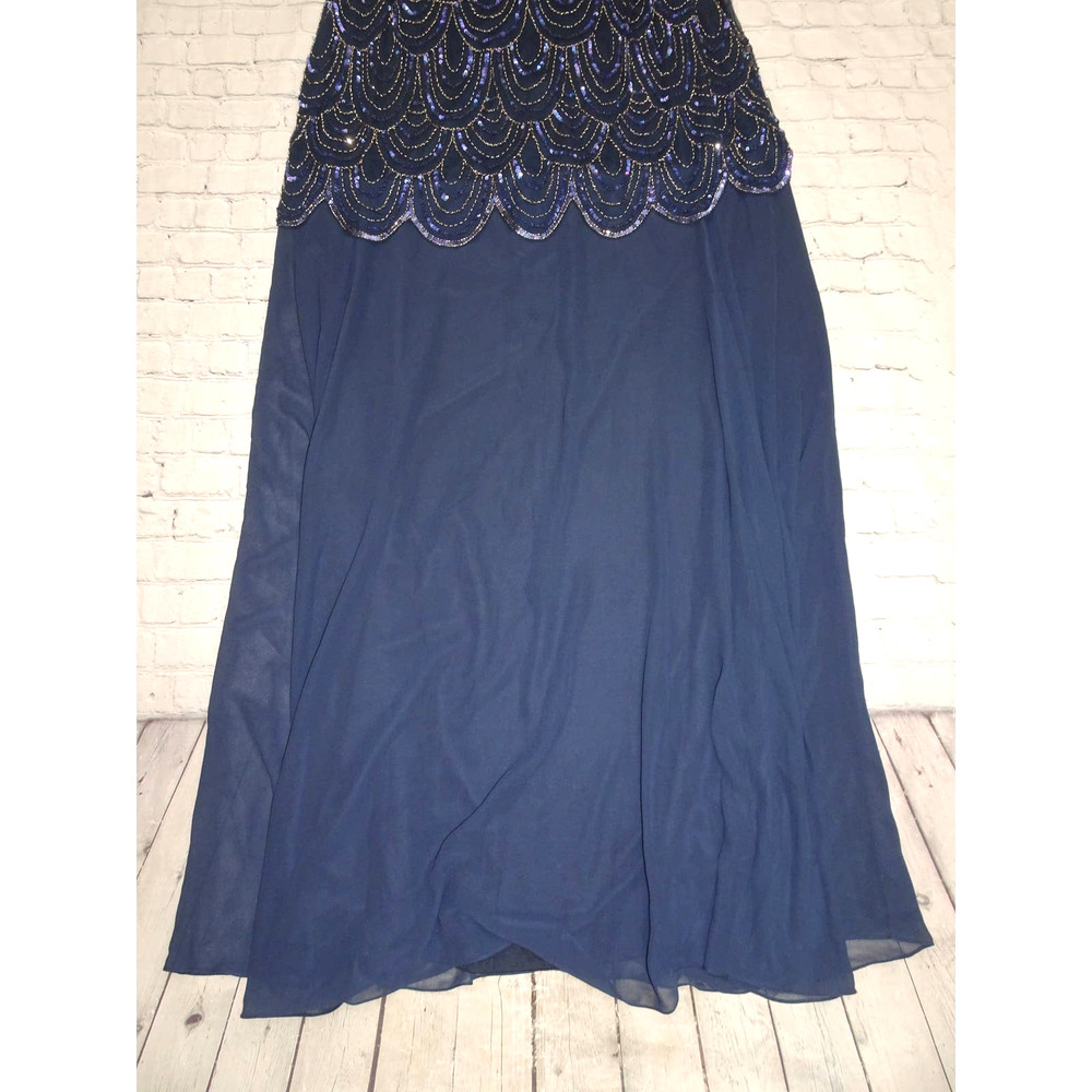 J Kara Navy Sequin Pop Over Dress no scarf, NWT, Sz 24W - Picture 2 of 6